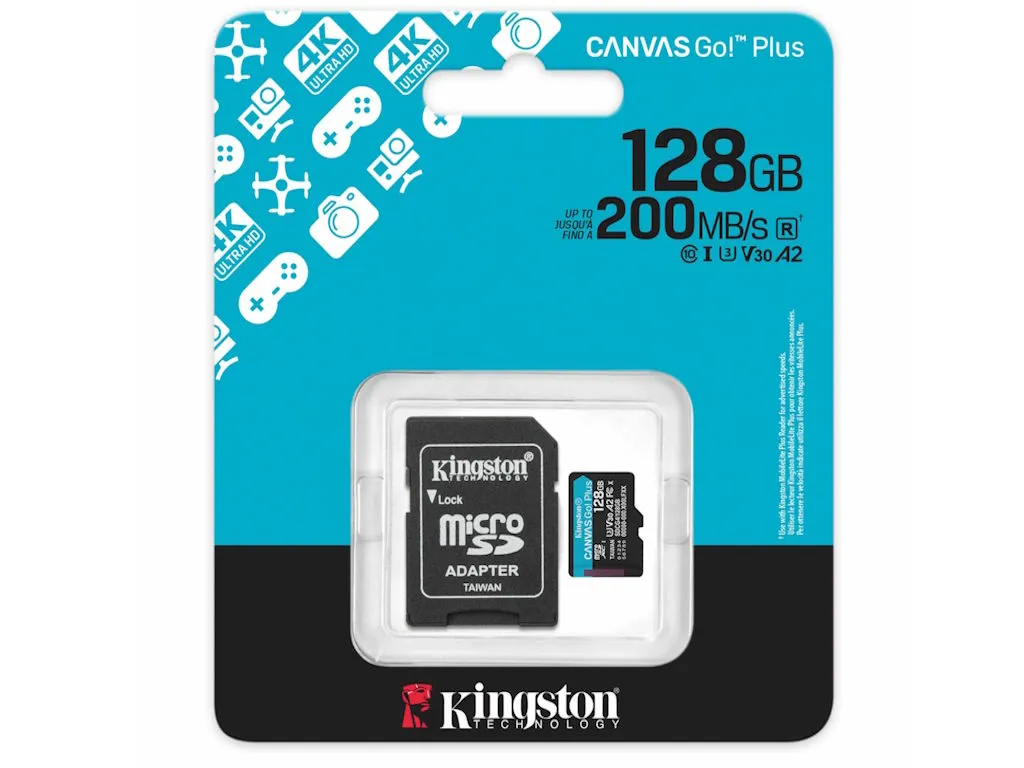 Kingston Memorije kartice SDCG4/128GB/Canvas Go! Plus/microSD/200/100MB/s/+adapter Slika 2